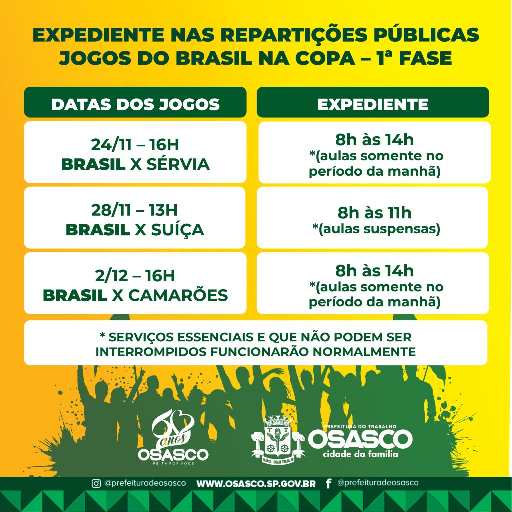 Prefeitura informa horário de atendimento nos dias de jogos do