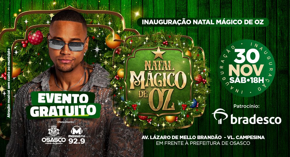 Natal Mágico de Oz inaugura no sábado, 30/11, com show de Léo Santana