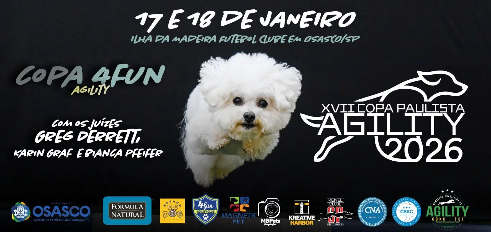 Osasco sediará a Copa 4Fun e a 1ª Etapa XVII Copa Paulista de Agility